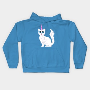 White Kitty-corn Kids Hoodie